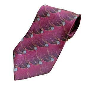 The Nature Conservancy Necktie Maroon Gray Pompano Print Men’s Unique Silk Tie
